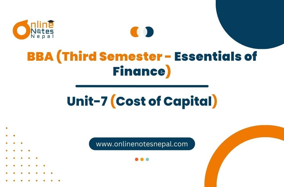 Unit 7: Cost of Capital - Essentials of Finance | Third Semester Photo